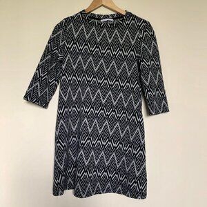 ZARA Black & White Pattern Shift Tunic Dress